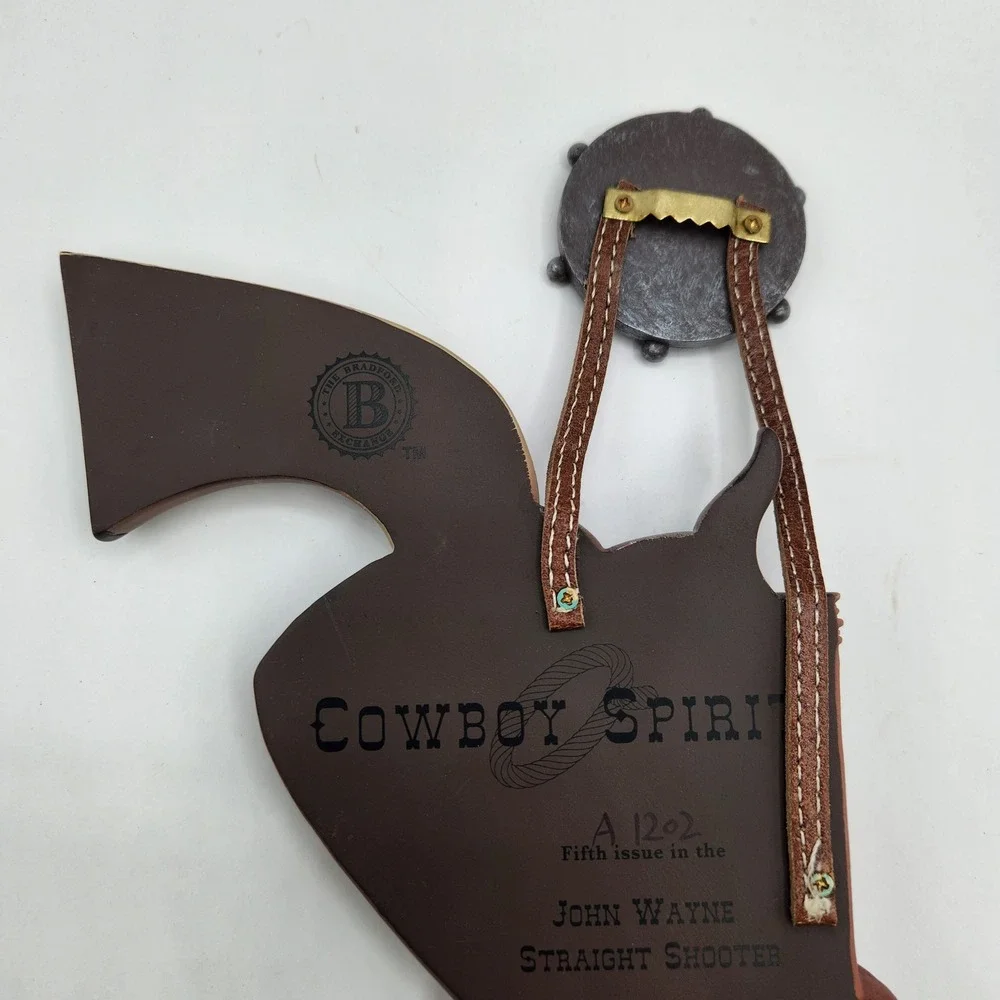 Vintage John Wayne Cowboy Spirit Wall Plaque Faux Holster Revolver Decor COA